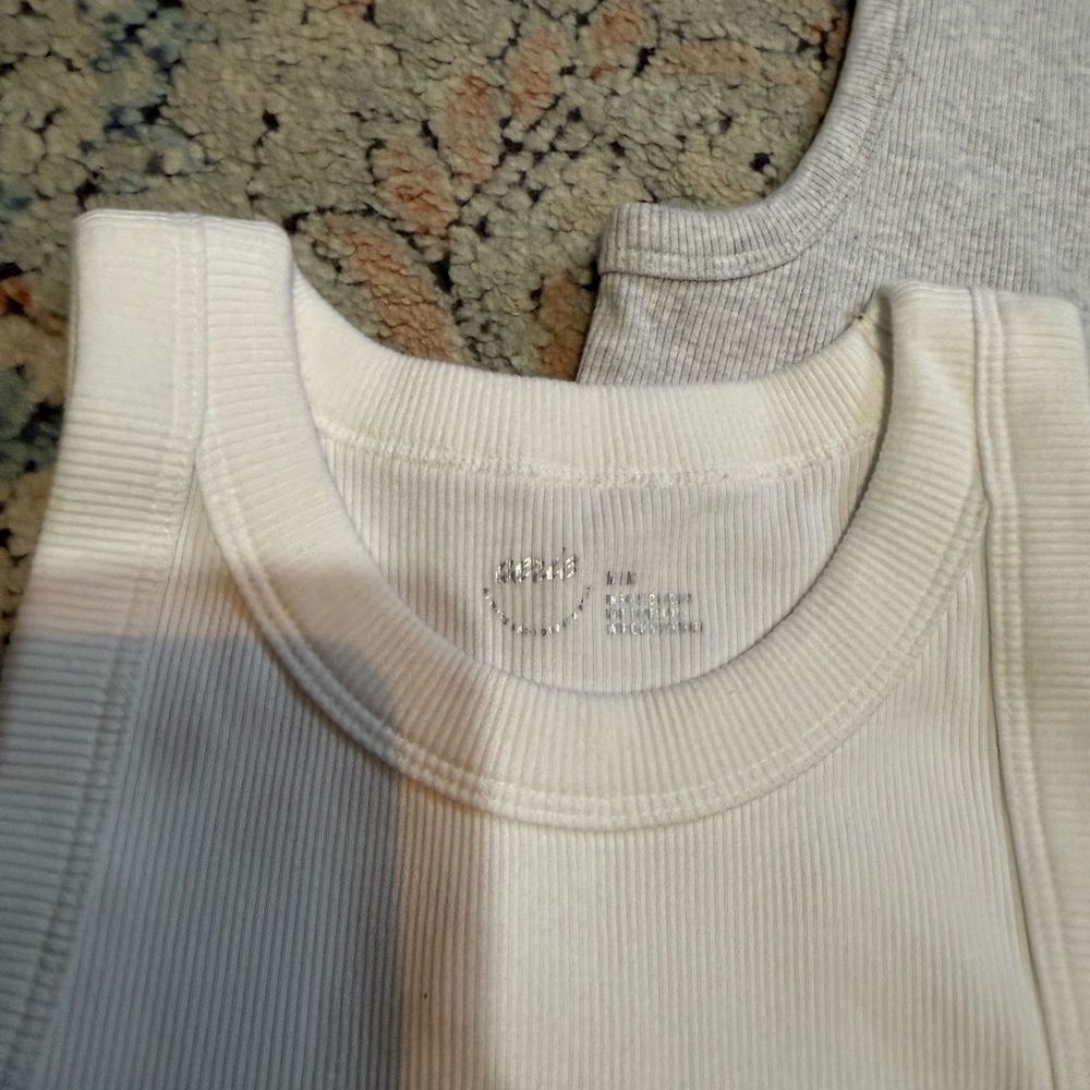 aerie Ribbed Tank Top Set in White, Gray, Beige & Light Green - Picture 5 of 5